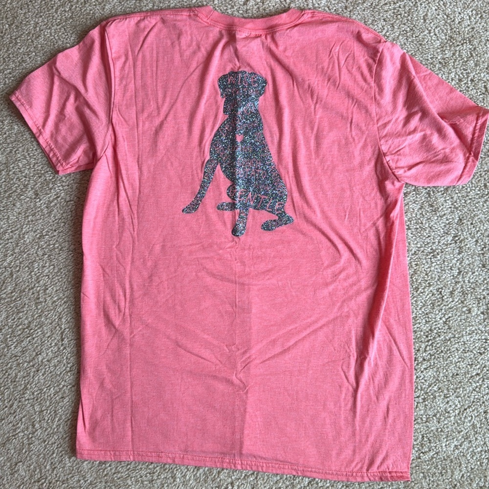 Adopt a senior dog unisex rescue shirt Labrador orangee silver glitter tree top